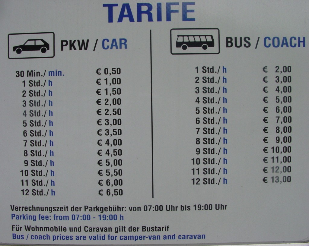 Parking Preise Tarife