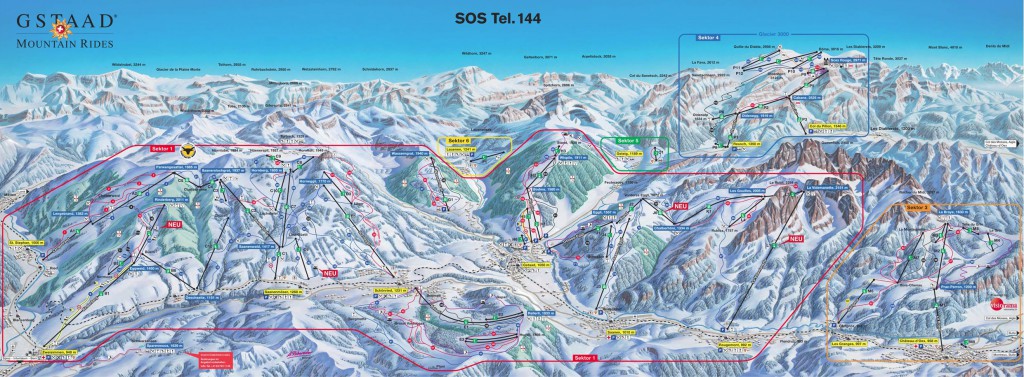 Gstaad Ski Pistenplan Karte
